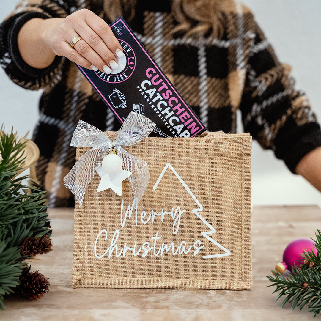 Weihnachts Jutetasche mit Gutschein
