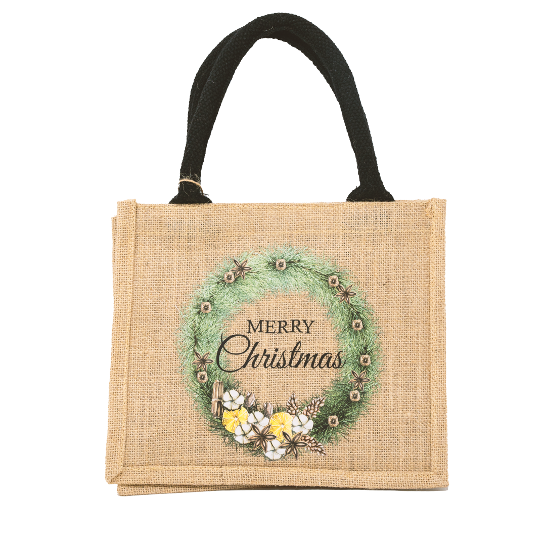 Jutetasche mit Motiv "Merry Christmas"