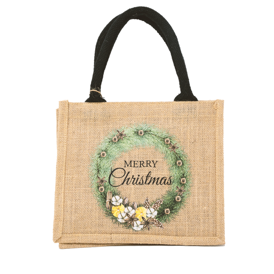 Jutetasche mit Motiv "Merry Christmas"