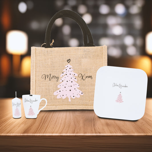 Set "Adventszauber" mit Kerze, Tasse, Teller und Jutetasche