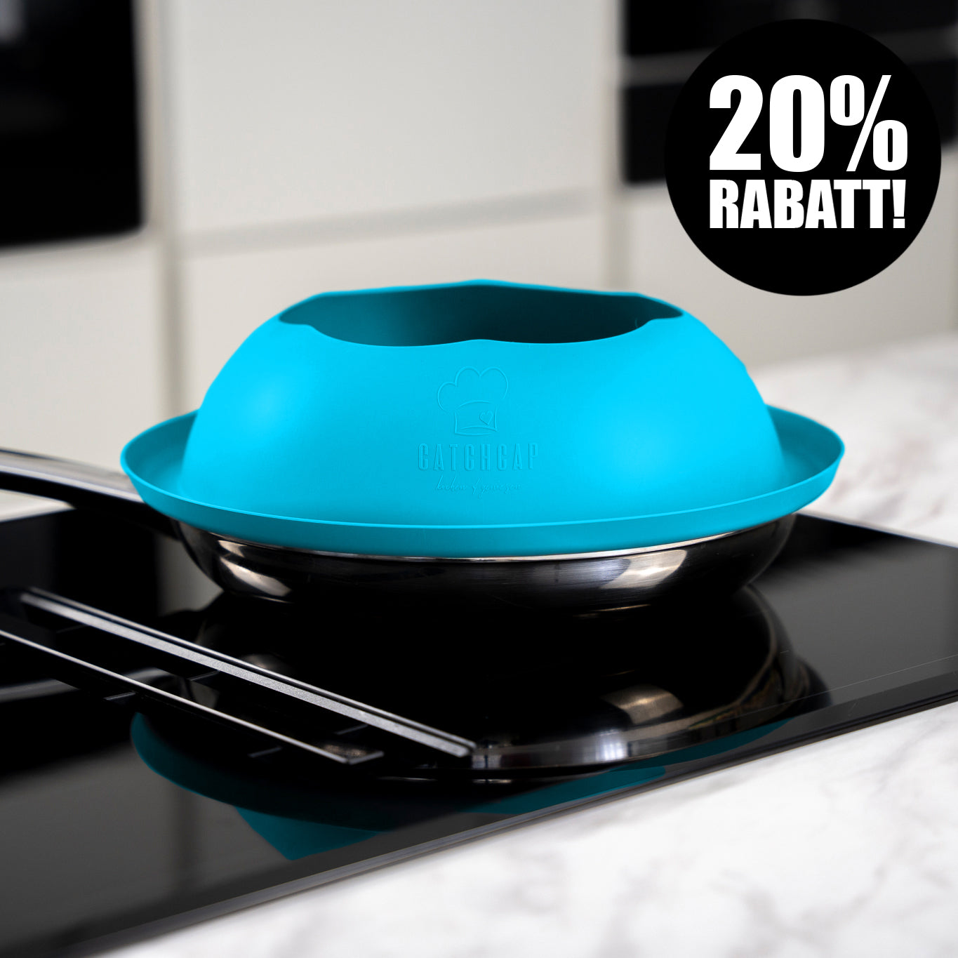 "CATCH CAP" Der Pfannen Spritzschutz mit 28 cm "Blau"