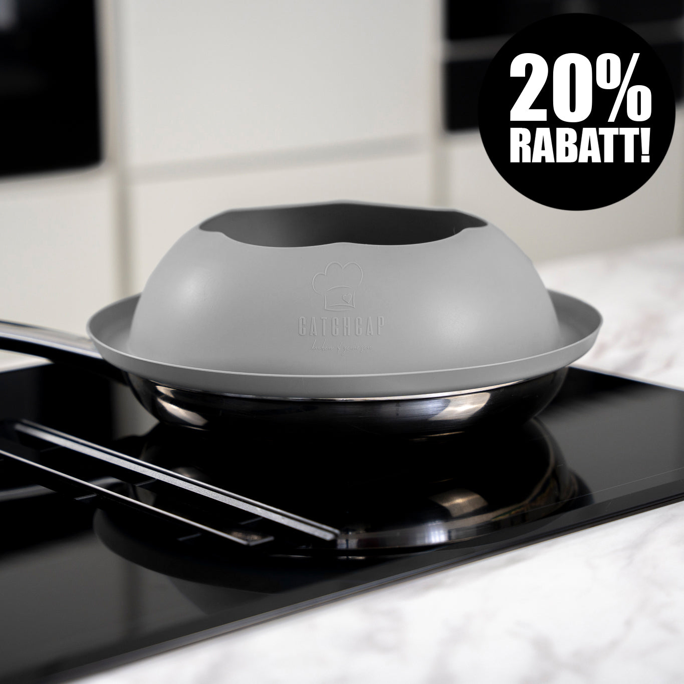 "CATCH CAP" Der Pfannen Spritzschutz mit 28 cm "Grau"
