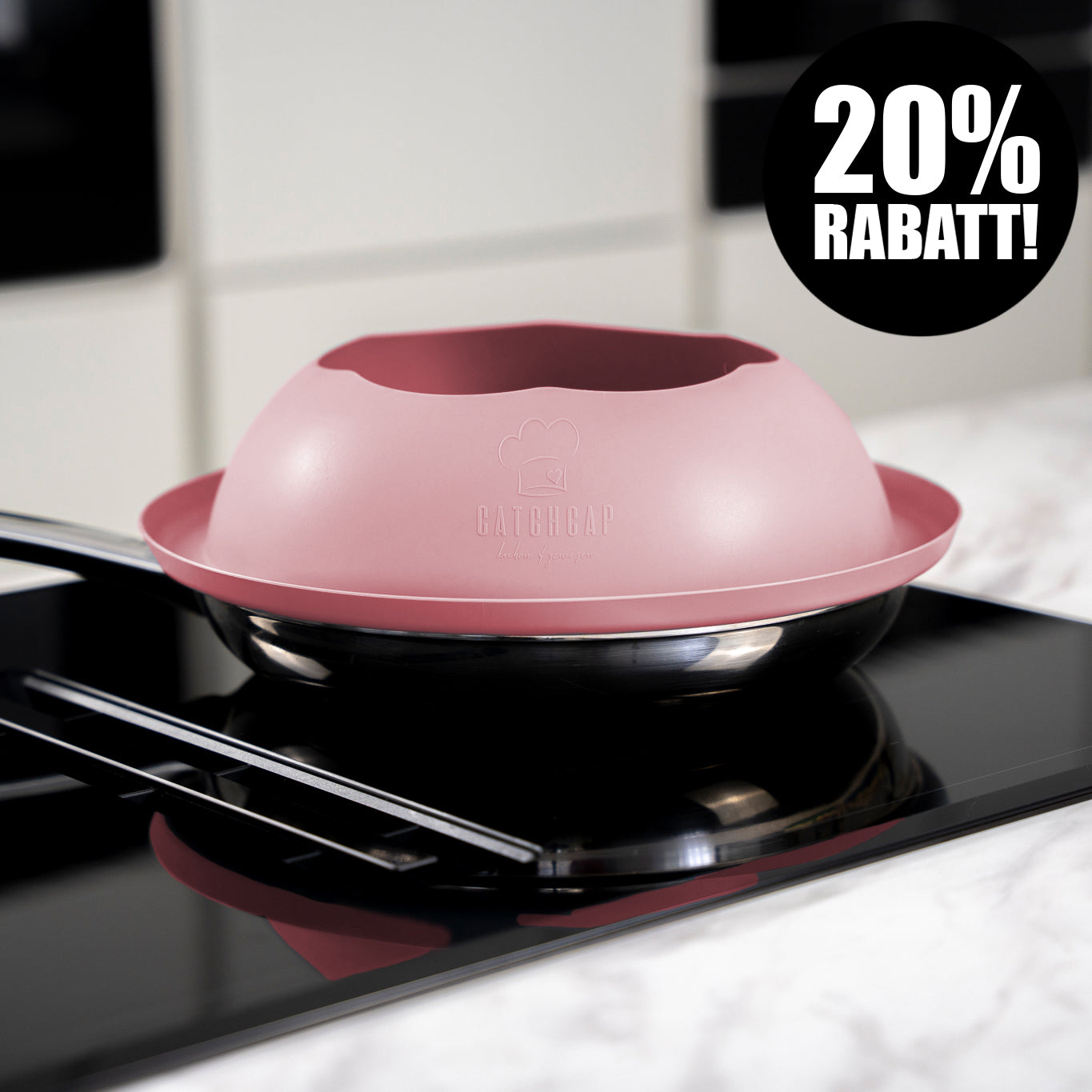 "CATCH CAP" Der Pfannen Spritzschutz mit 28 cm "Rosa"
