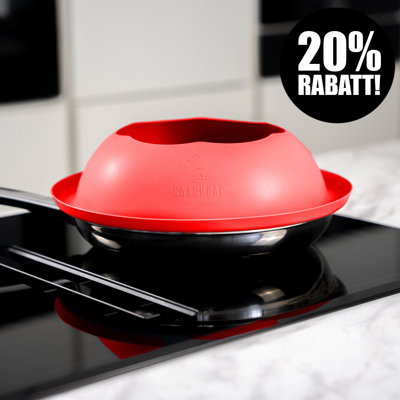 "CATCH CAP" Der Pfannen Spritzschutz mit 28 cm "Rot"