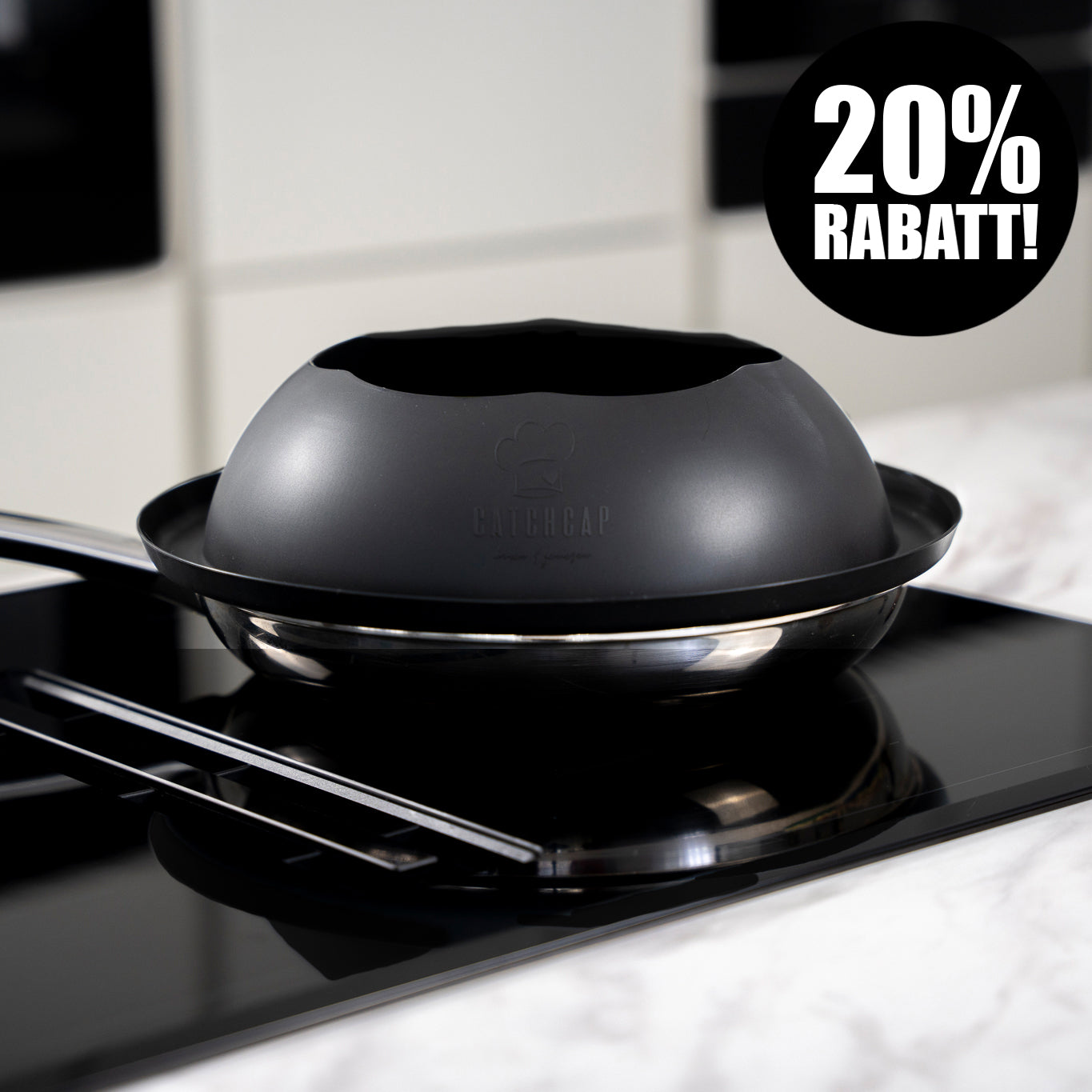 "CATCH CAP" Der Pfannen Spritzschutz mit 28 cm "Schwarz"