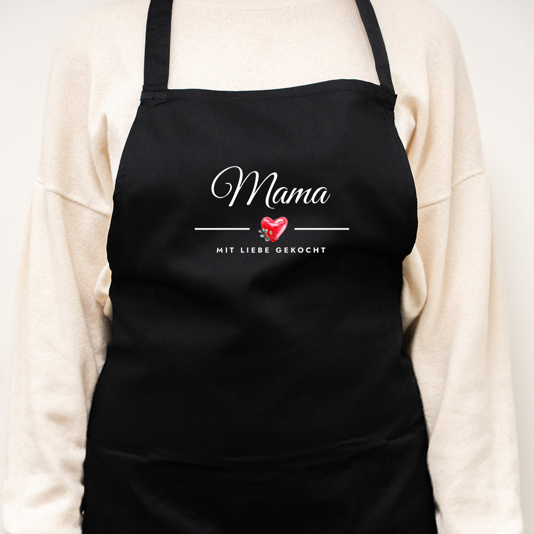 Kochschürze mit Spruch Mama mit liebe gekocht